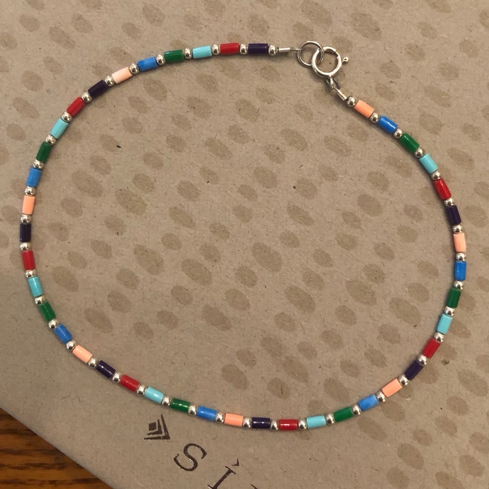 Rare Vintage Silpada Sterling Silver Multi-Color Anklet A1076
